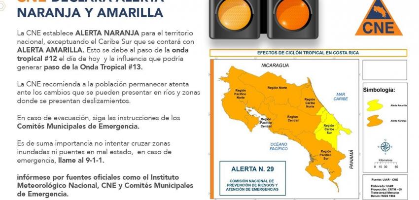 Declaratoria de alerta naranja por clima en Desamparados